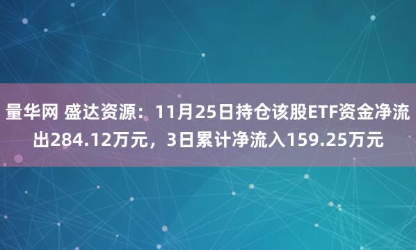 量华网 盛达资源：11月25日持仓该股ETF资金净流出284.12万元，3日累计净流入159.25万元