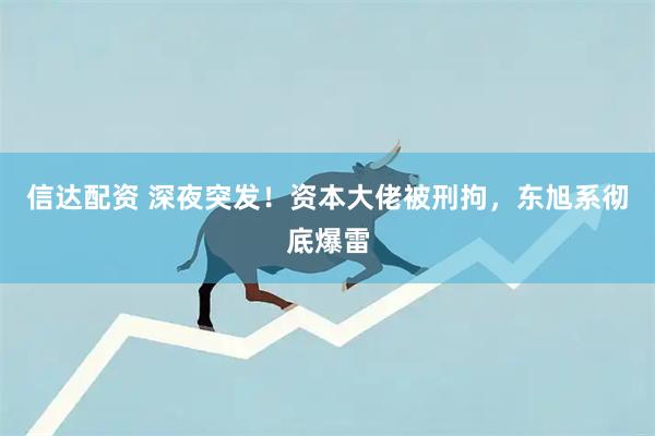信达配资 深夜突发！资本大佬被刑拘，东旭系彻底爆雷